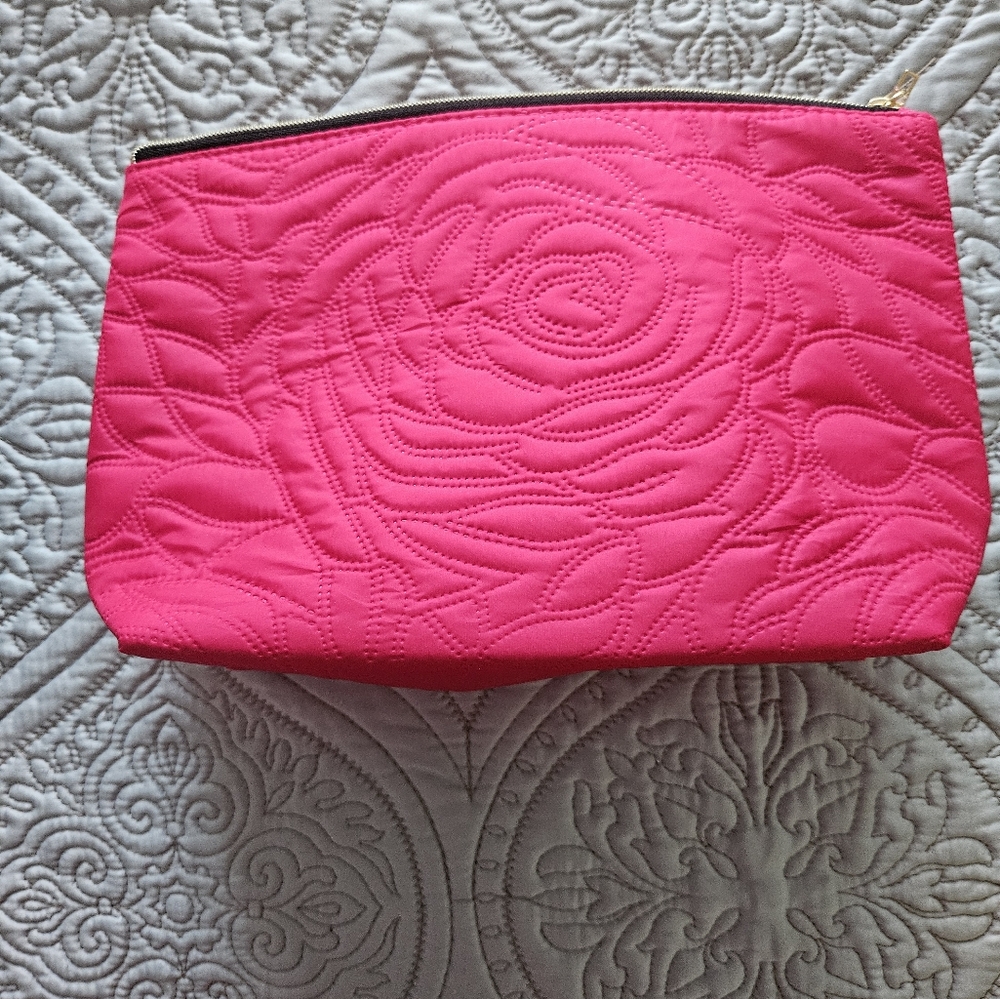 NEW Vibrant Pink Quilted Cosmetic Bag, Lancome